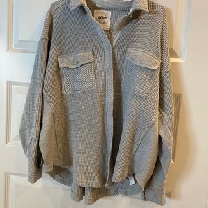 Aerie Gray Lumber Jane Waffle Shirt